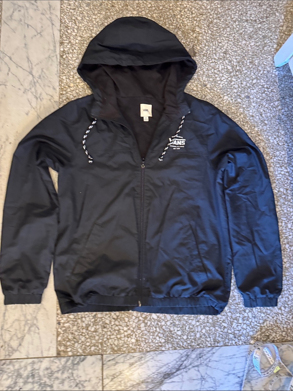 Vans Black Hooded Zip Windbreaker with Logo